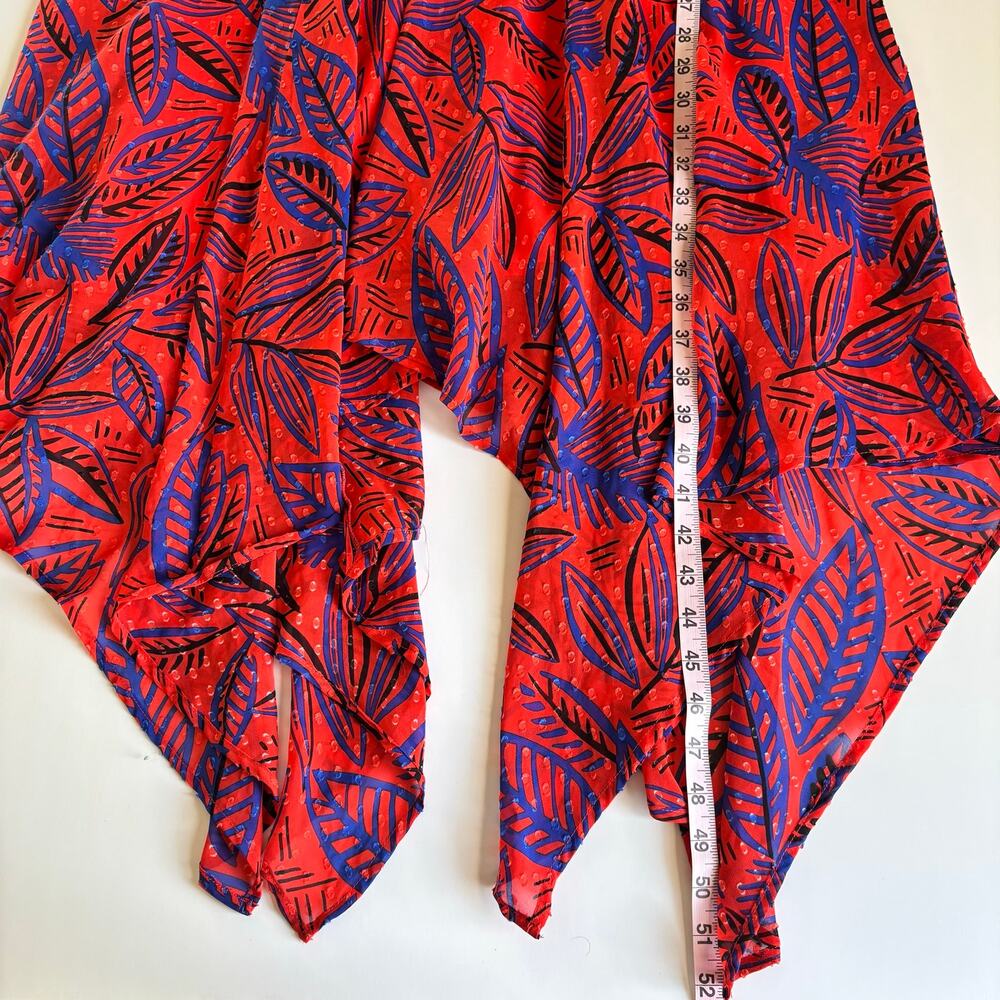 Alexis x Target Red Tropical Leaf Dress Women’s Medium NWT Asymmetrical Hem Boho - Picture 7 of 10